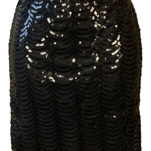 Rebellious Jules Black Sequin Elastic Waist Scallop Hem Slim Mini Skirt Small